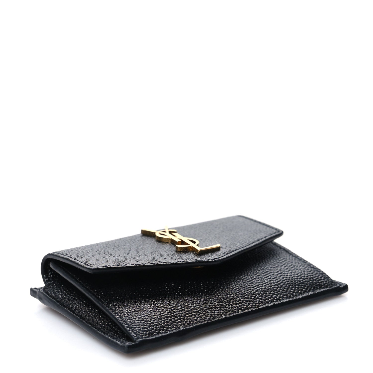 Saint Laurent Grain De Poudre Uptown Monogram Card Case Black 4 of 10