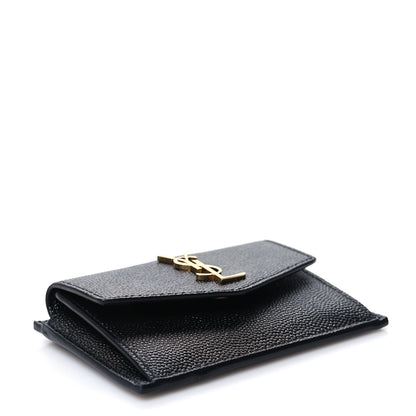 Saint Laurent Grain De Poudre Uptown Monogram Card Case Black 4 of 10