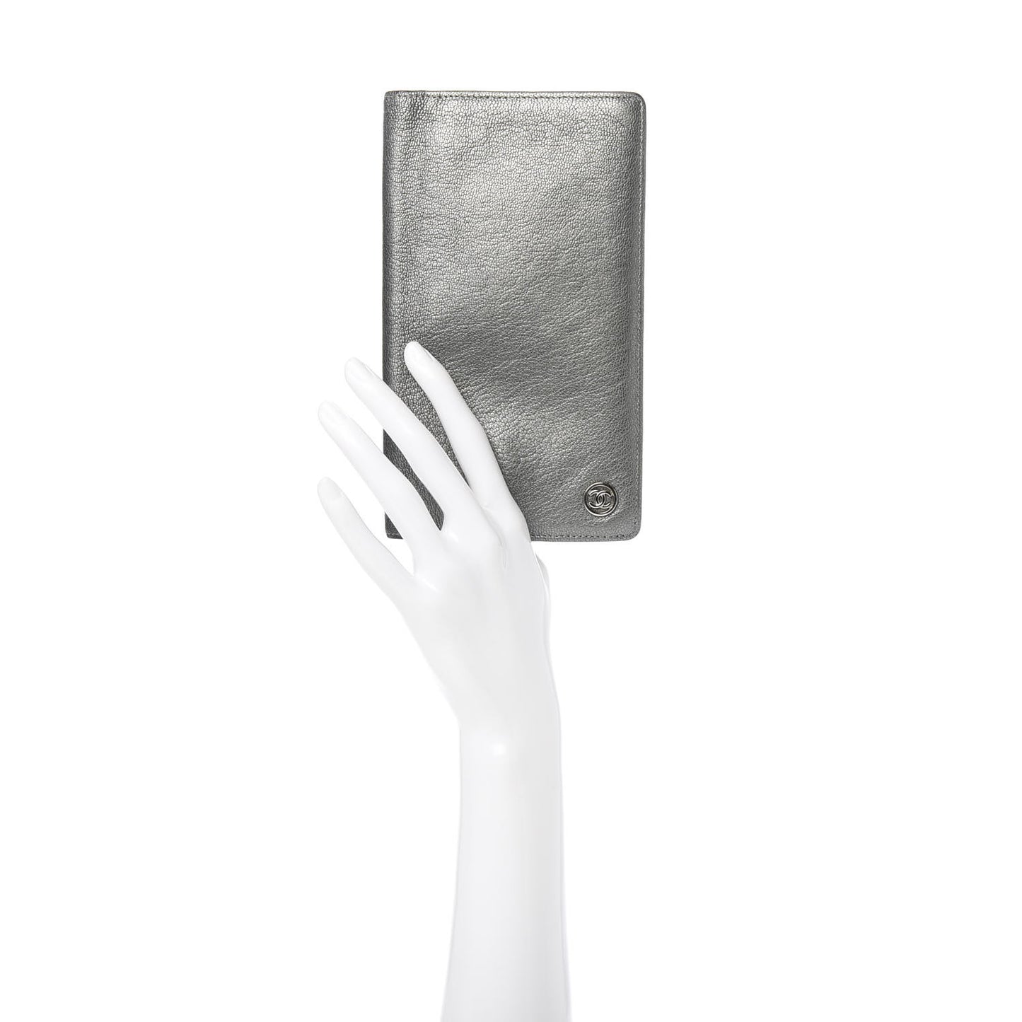 Metallic Goatskin CC Yen Wallet Silver