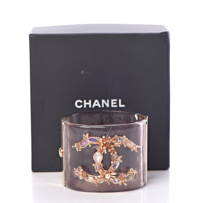 Chanel Lucite Crystal Pearl Gripoix CC Cuff Purple 10 of 10