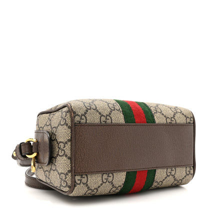 Gucci GG Supreme Monogram Textured Dollar Calfskin Web Super Mini Ophidia Top Handle Bowler Bag Beige Ebony New Acero 4 of 15