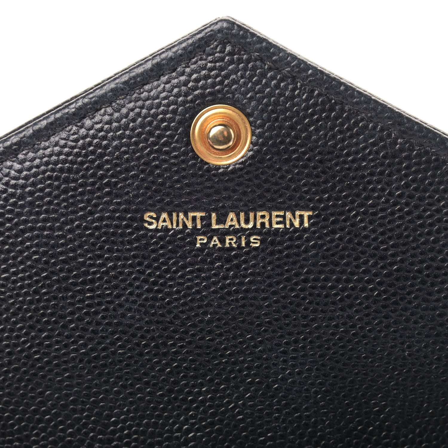 Saint Laurent Grain De Poudre Matelasse Chevron Monogram Envelope Chain Wallet Black 6 of 10