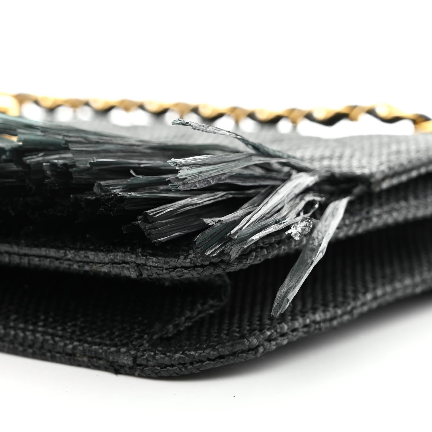 Chanel Woven Raffia Quilted CC Fringe Flap Black 10 of 12