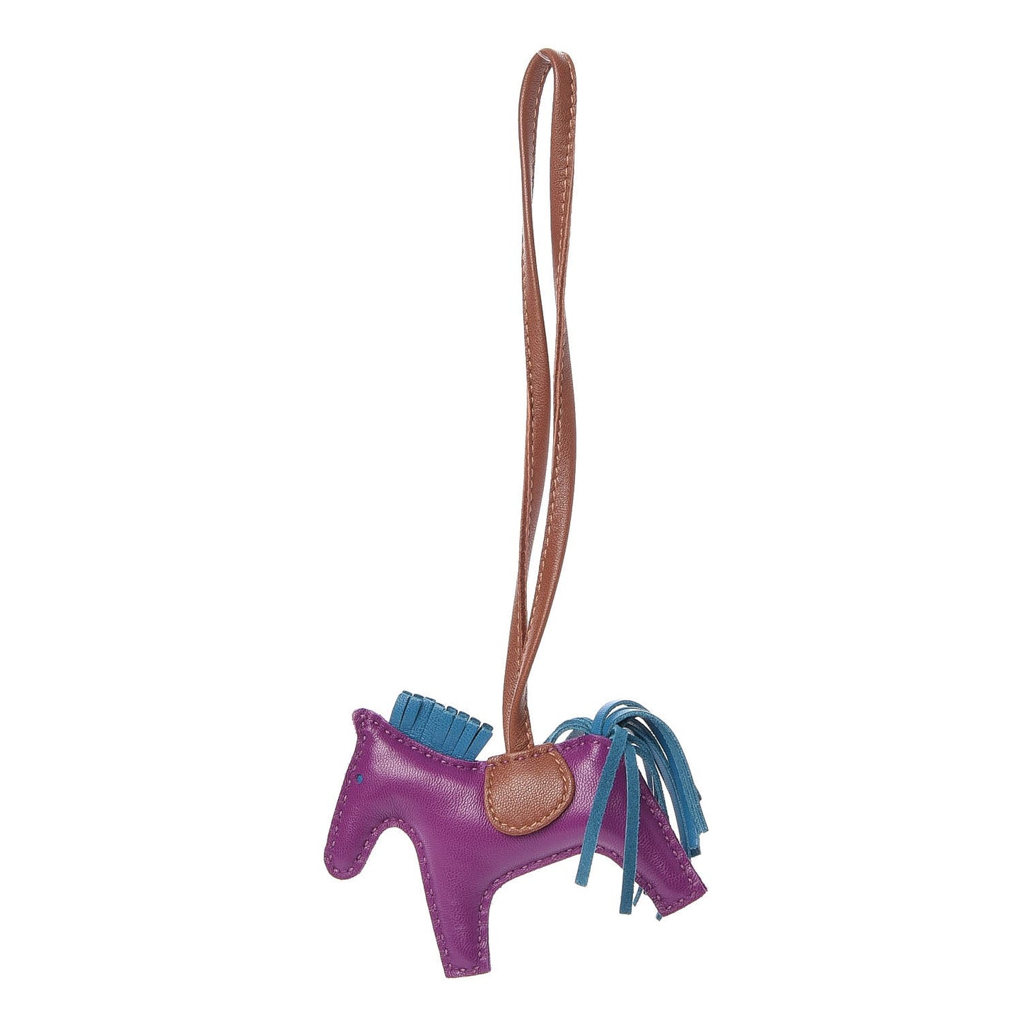 Milo Lambskin Grigri Rodeo Horse Bag Charm PM Anemone Bleu Izmir Fauve
