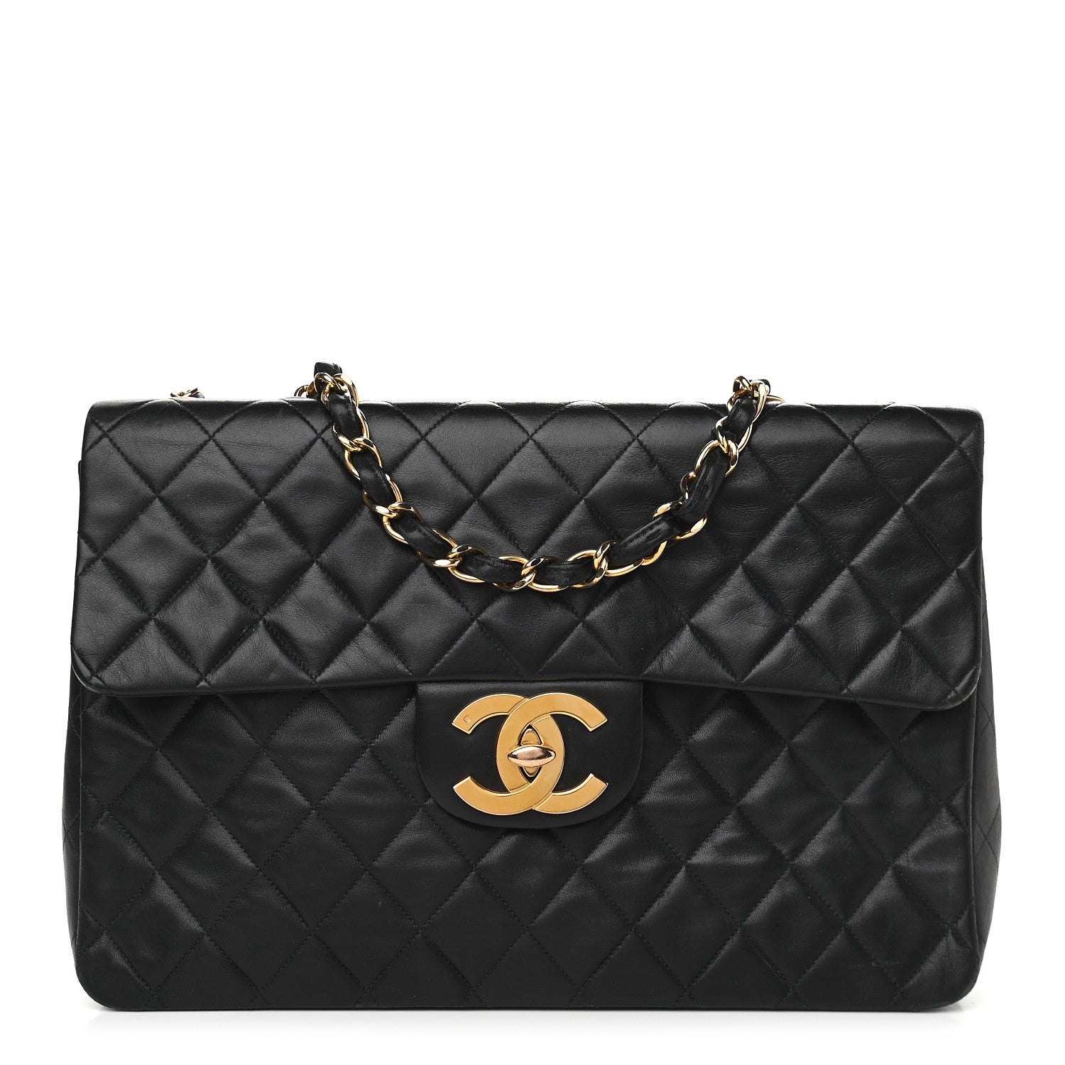 Chanel Lambskin Quilted XL Jumbo Single Flap Black 1 of 12