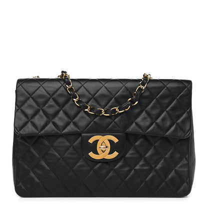 Chanel Lambskin Quilted XL Jumbo Single Flap Black 1 of 12