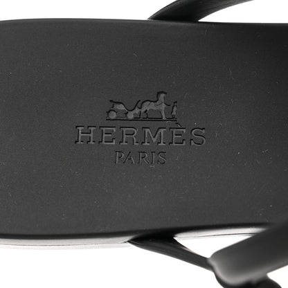 Hermes Rubber Womens Egerie Sandals 37 Black 7 of 9
