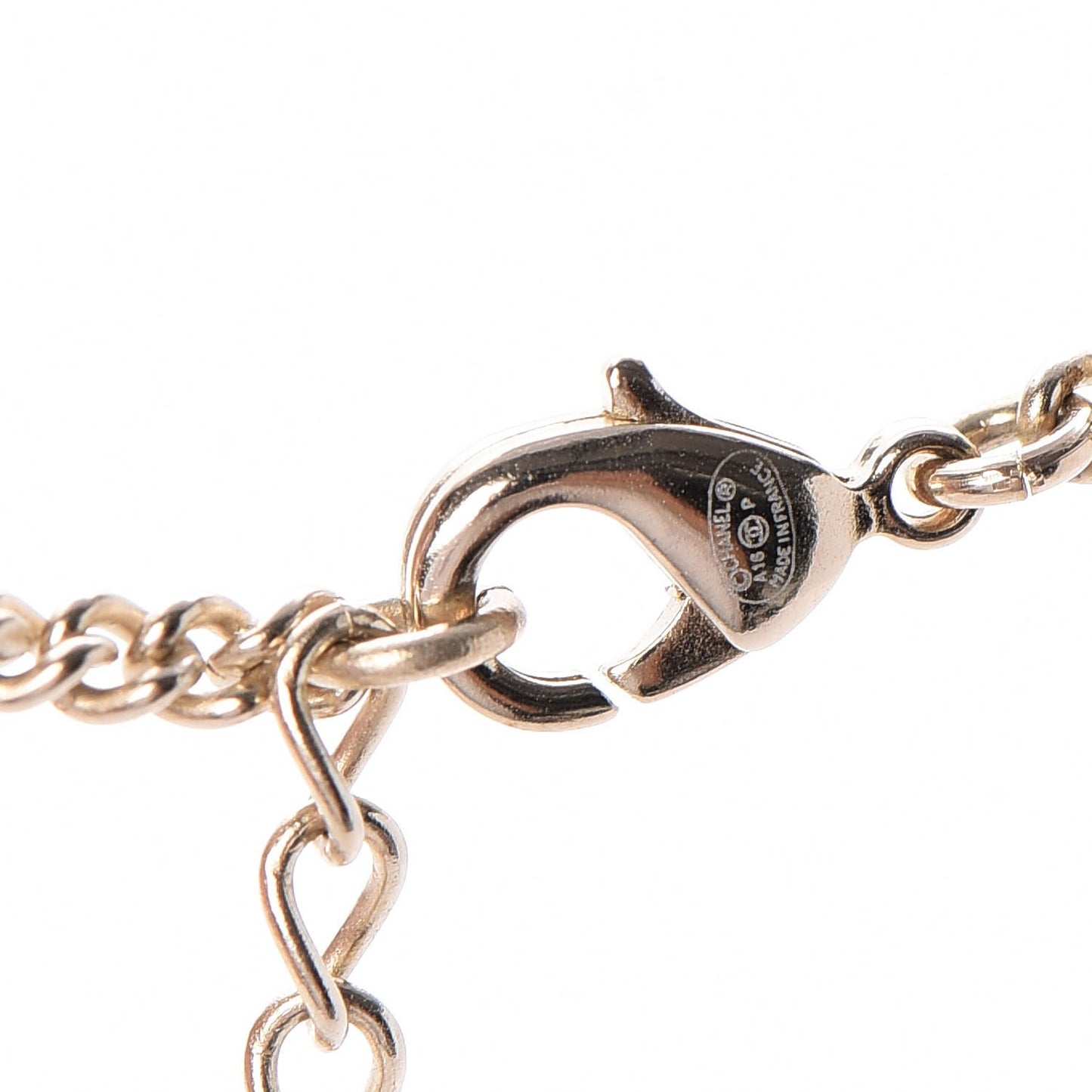 Crystal Pearl CC Medallion Necklace Light Gold