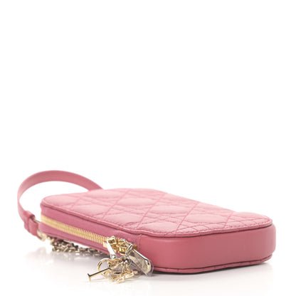 Christian Dior Lambskin Cannage Lady Dior Phone Holder Strawberry Pink 4 of 11