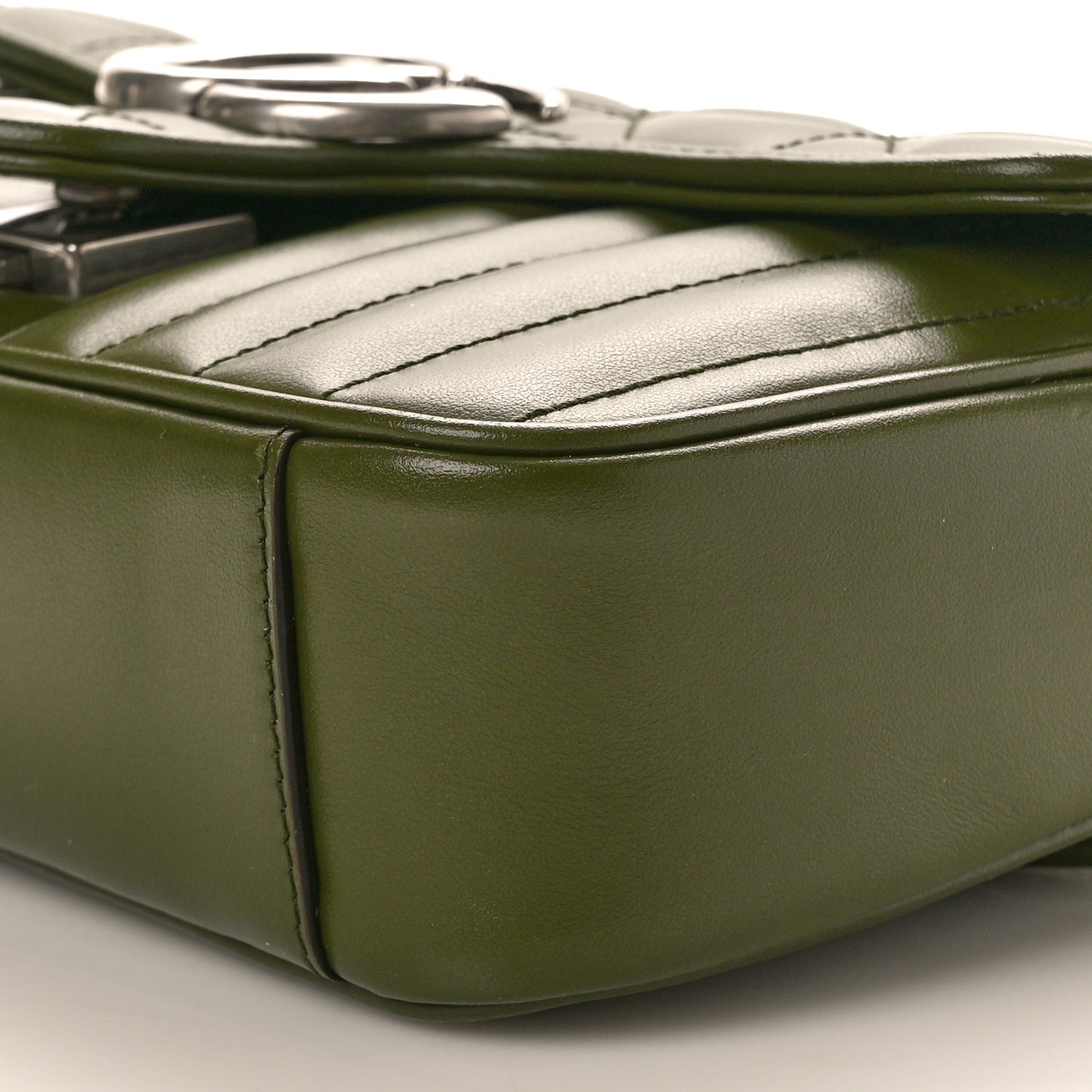 Calfskin Matelasse Aria Mini GG Marmont Shoulder Bag Military Wood