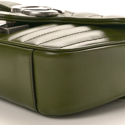 Gucci Calfskin Matelasse Aria Mini GG Marmont Shoulder Bag Military Wood 9 of 9