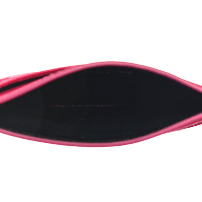 Saint Laurent Grain De Poudre Matelasse Chevron Monogram Credit Card Case Fresh Fuxia 5 of 10