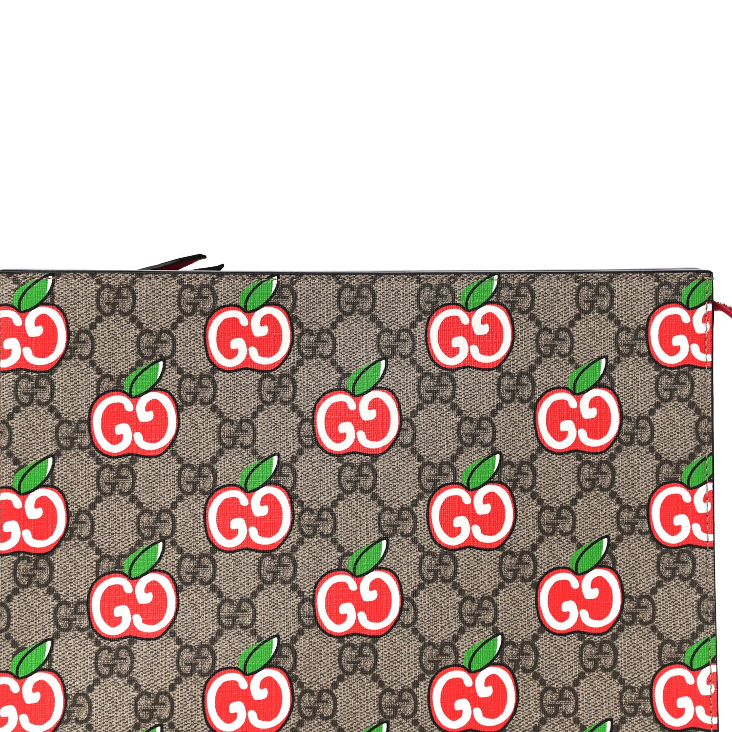 Gucci GG Supreme Monogram Apple Large Cosmetic Case Beige Multicolor Lobster Red 6 of 10