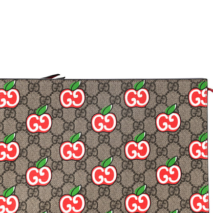 Gucci GG Supreme Monogram Apple Large Cosmetic Case Beige Multicolor Lobster Red 6 of 10