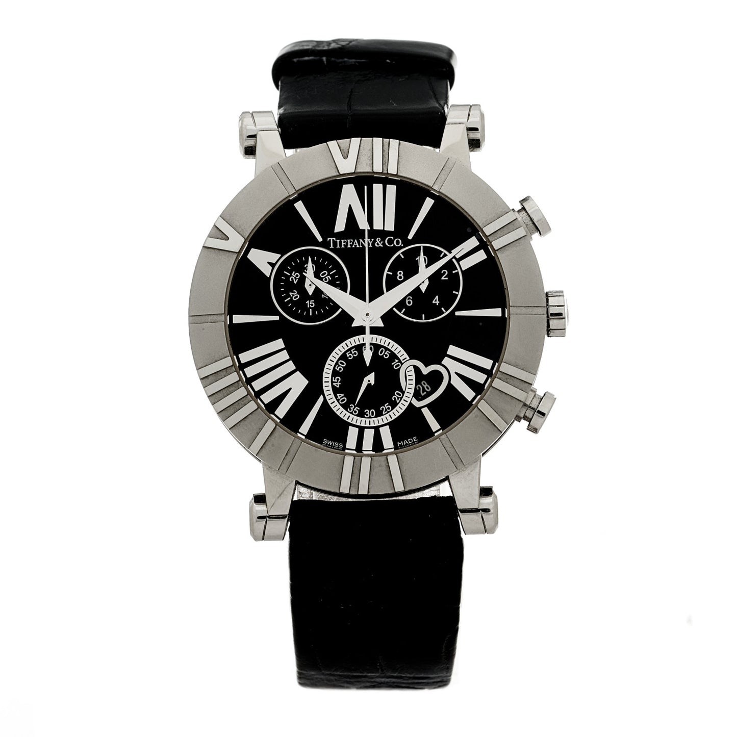Stainless Steel Alligator 36mm Atlas Chronograph Quartz Watch Black