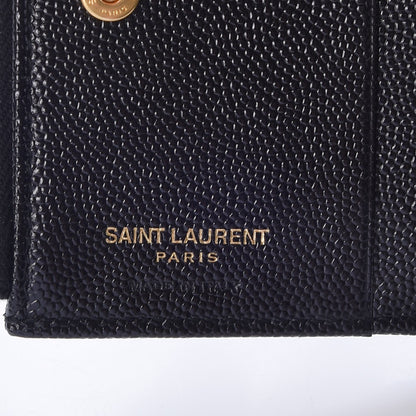 Saint Laurent Grain De Poudre Matelasse Chevron Monogram Zipped Card Case Black 6 of 7