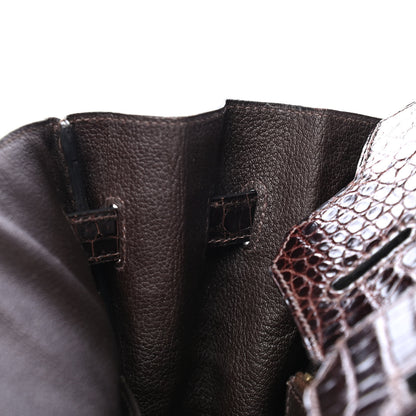 Hermes Shiny Porosus Crocodile Birkin 35 Cocoan 19 of 31