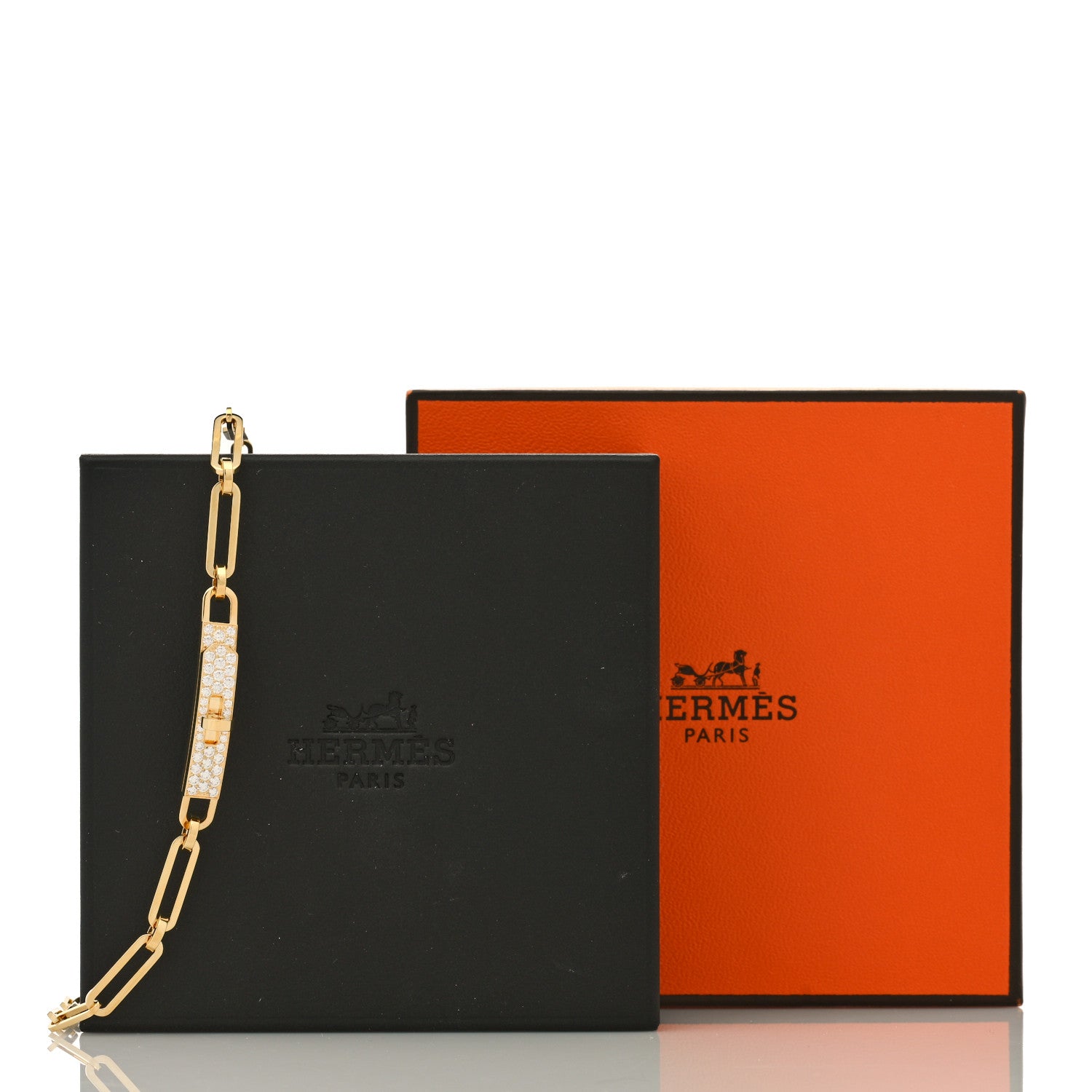 Hermes 18K Yellow Gold Diamond Pave Kelly Chaine Choker Necklace 6 of 6