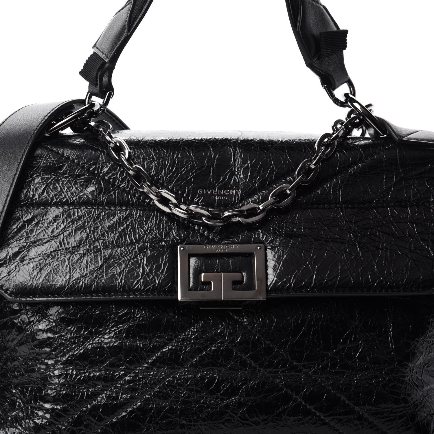 Givenchy Creased Patent Calfskin Medium ID Flap Black 13 of 13