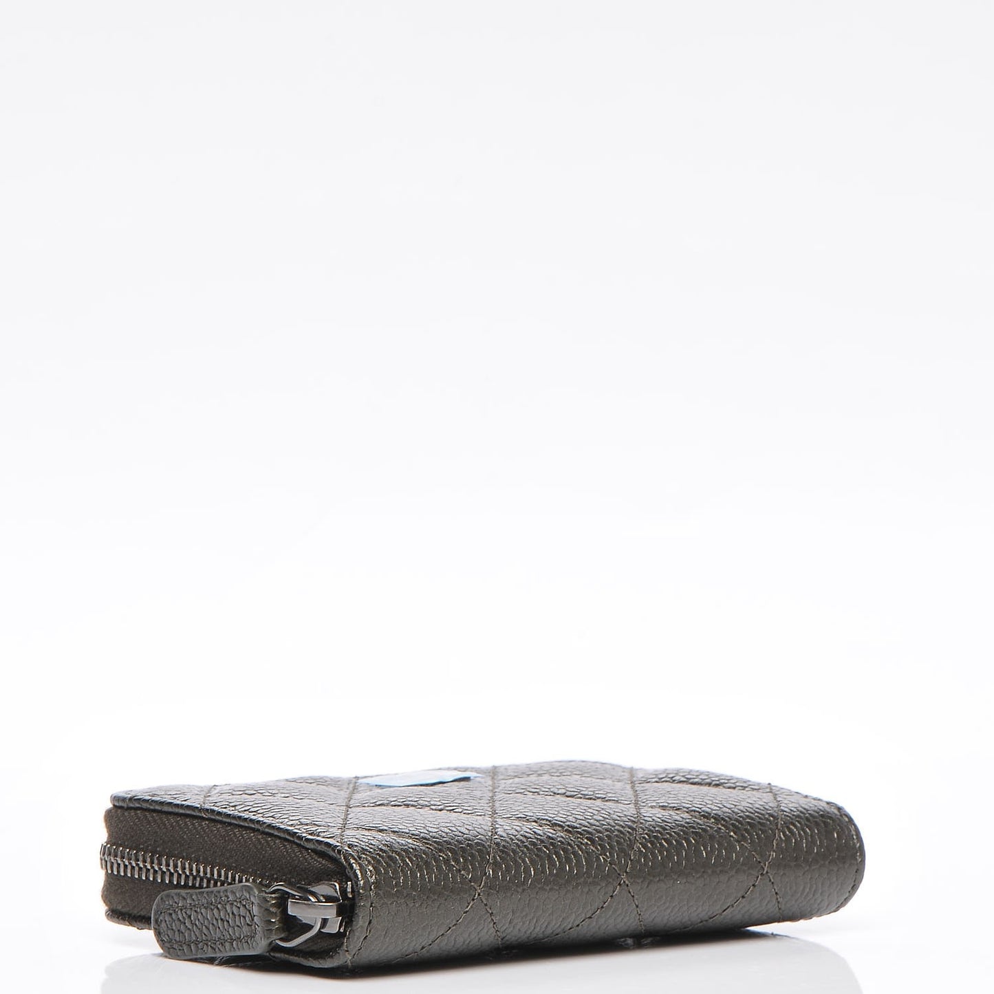 Caviar Quilted Zip Coin Purse Dark Green