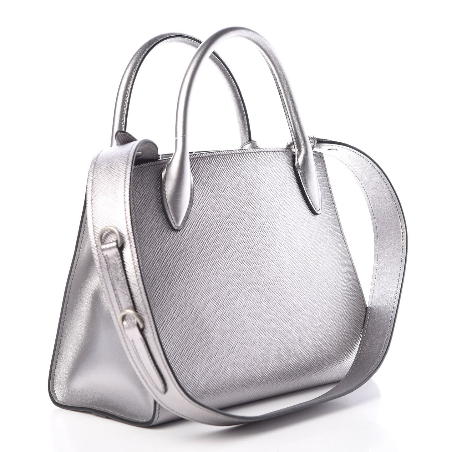 Saffiano Cuir Calfskin Small Monochrome Top Handle Tote Cromo