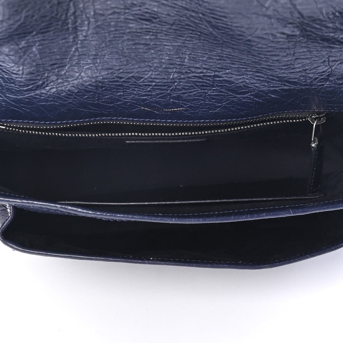 Crinkled Calfskin Matelasse Monogram Medium Niki Chain Satchel Deep Marine