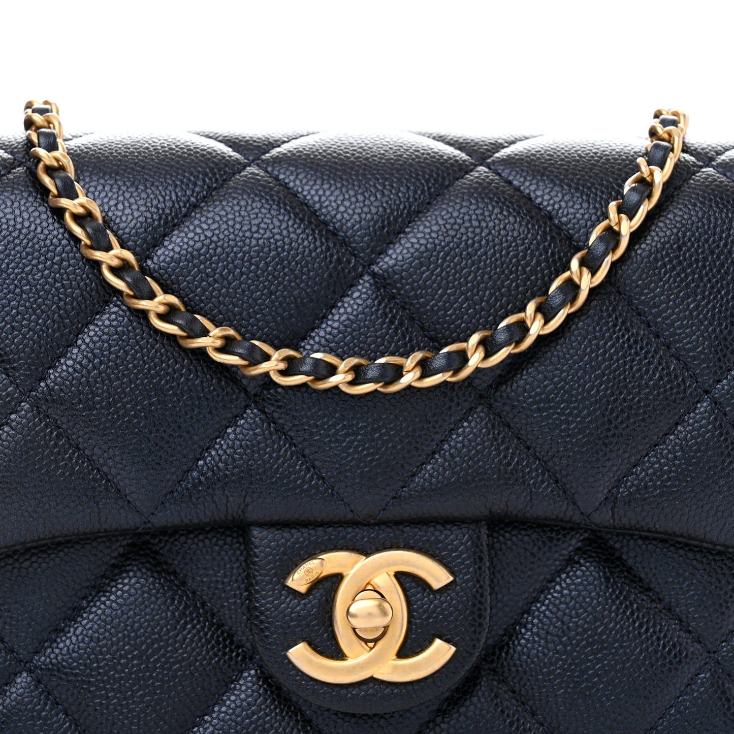 Iridescent Caviar Quilted Mini My Perfect Flap Black