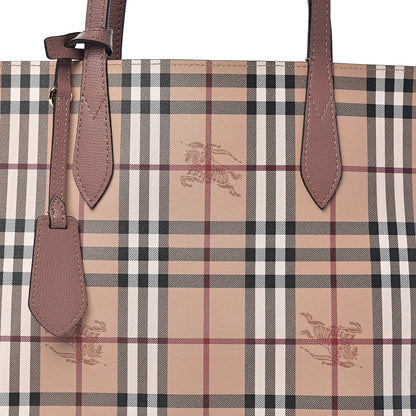 Burberry Grainy Calfskin Haymarket Check Medium Reversible Tote Light Elderberry 14 of 15