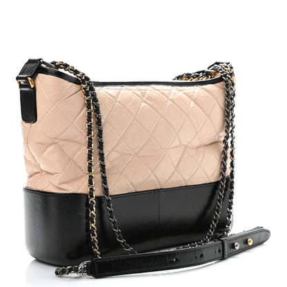 Chanel Aged Calfskin Quilted Medium Gabrielle Hobo Beige Black 3 of 13