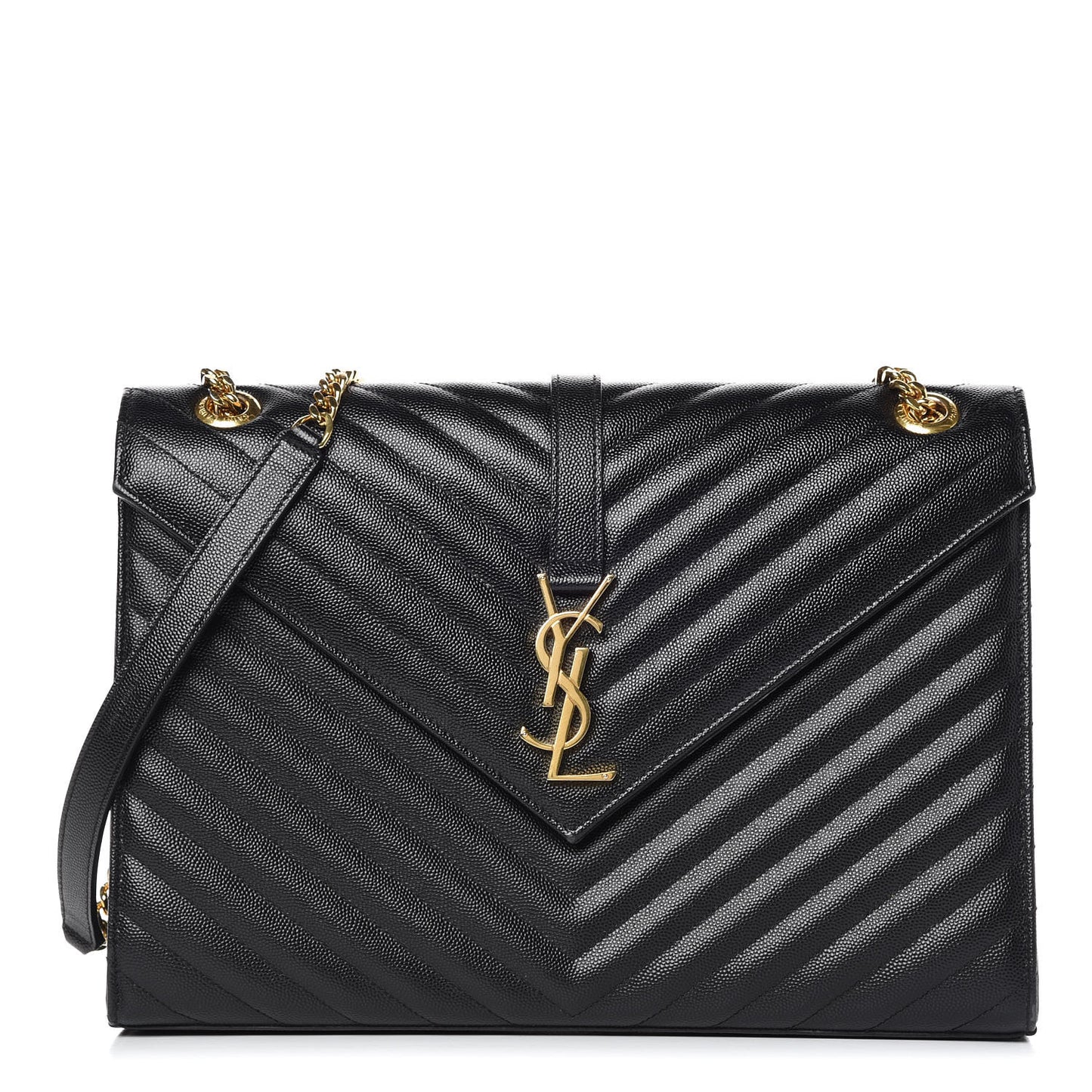Grain De Poudre Matelasse Chevron Large Monogram Satchel Black