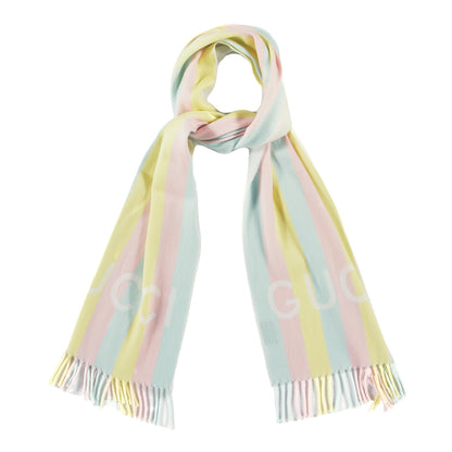 Gucci Wool Cotton Jacquard Magmadera Striped Scarf Pastel Multicolor 1 of 4