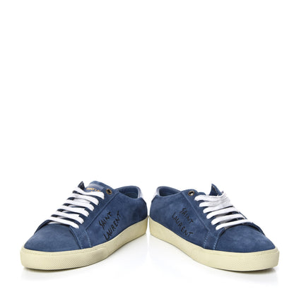 Saint Laurent Suede Womens Court Classic Sneakers 37.5 Denim 6 of 21
