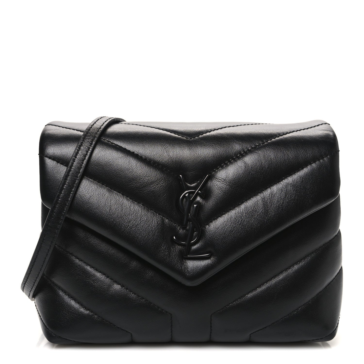 Saint Laurent Calfskin Y Quilted Monogram Monochrome Toy Loulou Crossbody Bag Black 1 of 10