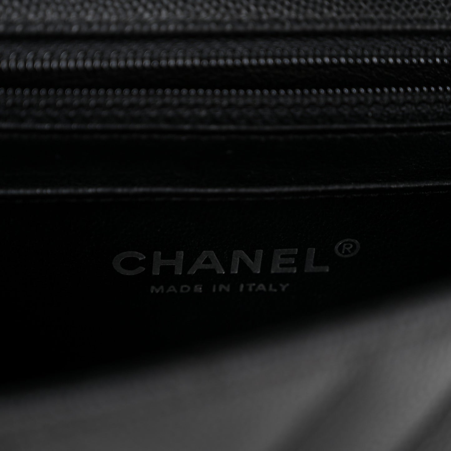 Caviar Chevron Quilted Mini Rectangular Flap Black