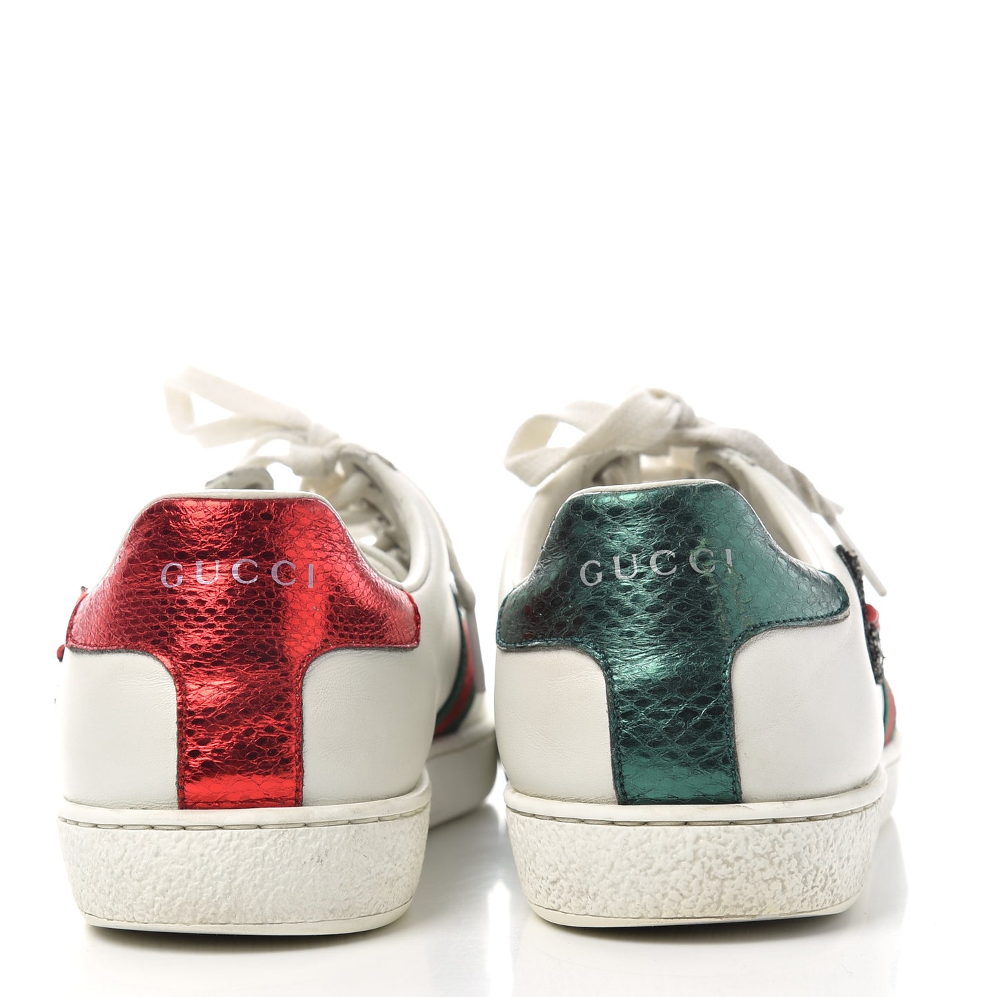 Calfskin Web Studded Arrow Ace Sneakers 38 White