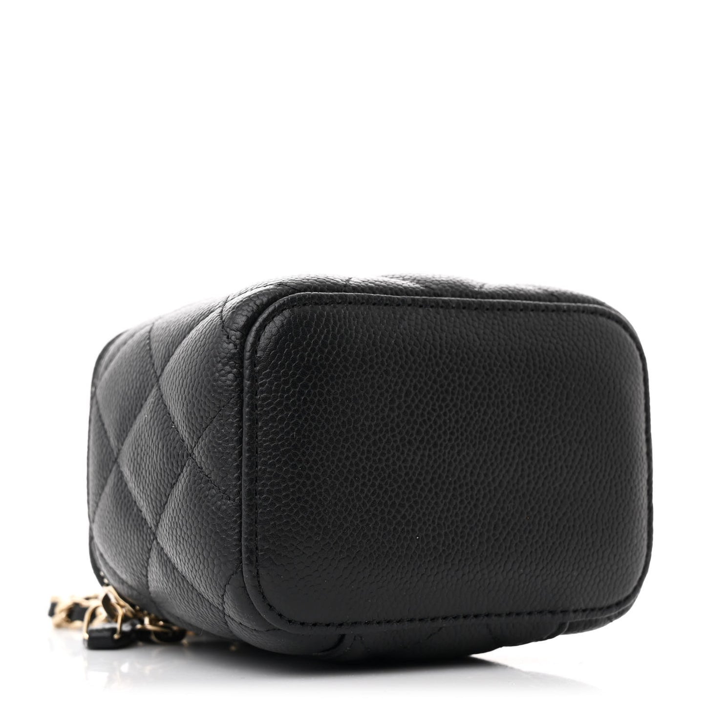 Caviar Quilted Mini Vanity Case With Chain Black