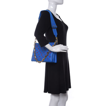 Louis Vuitton Lambskin Embossed Monogram Vuittamins Coussin PM Blue Red 2 of 10