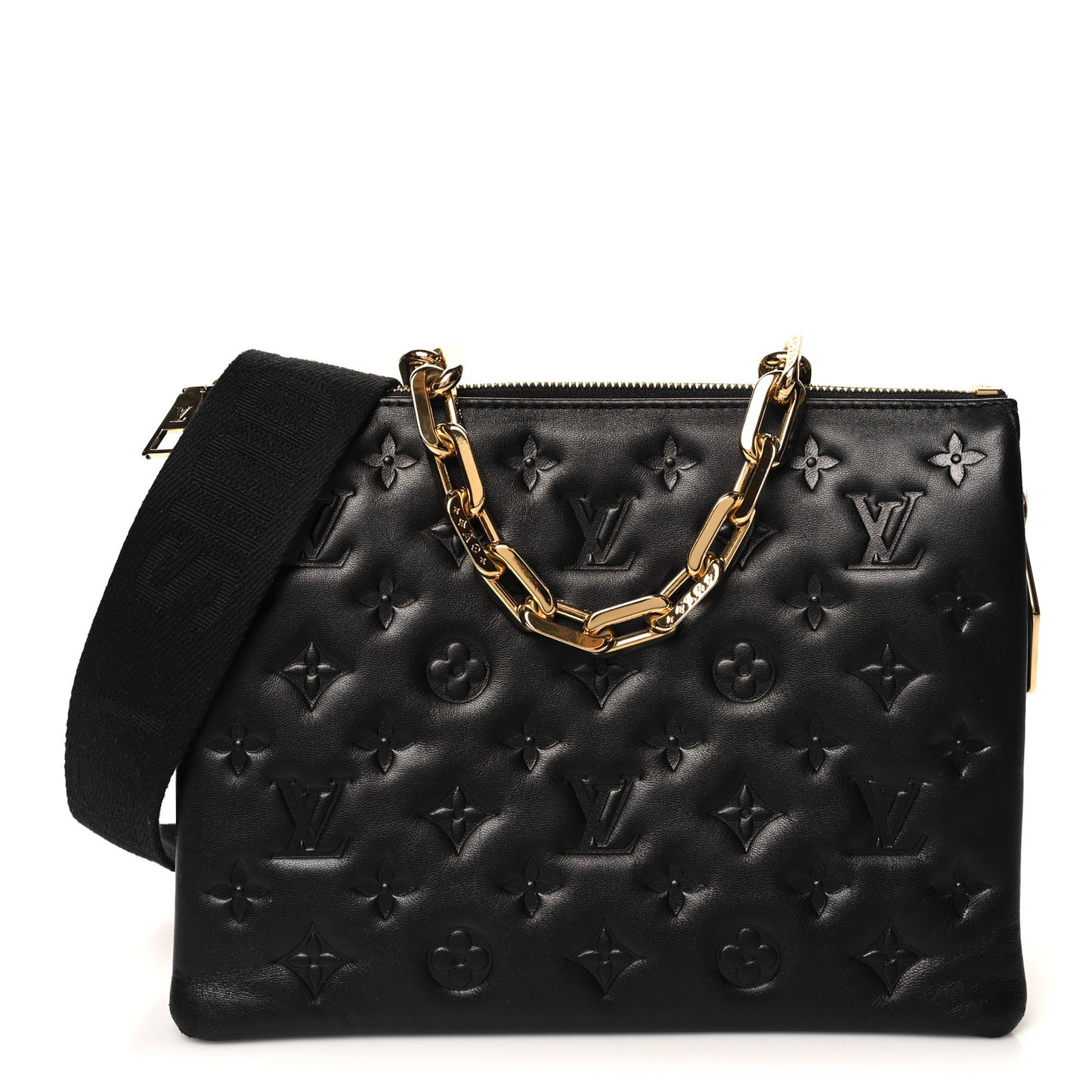 Lambskin Embossed Monogram Coussin PM Black