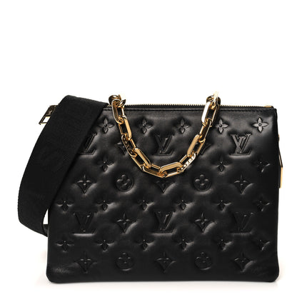 Louis Vuitton Lambskin Embossed Monogram Coussin PM Black 1 of 12
