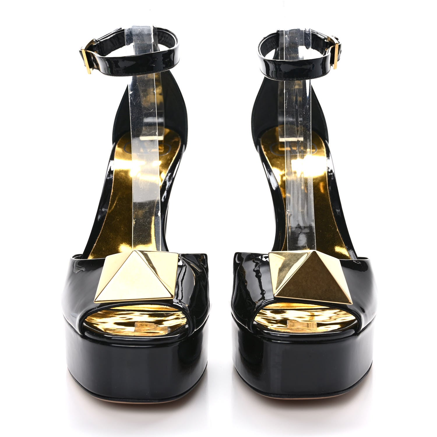 Valentino Garavani Patent One Stud Peep Toe Platform 30/120mm Pumps 38 Black 2 of 8