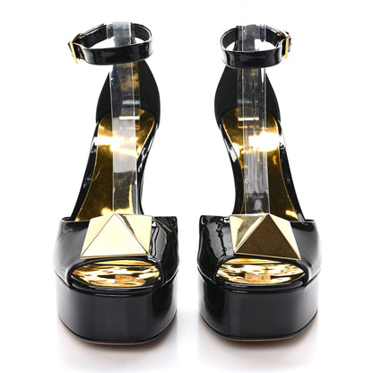 Valentino Garavani Patent One Stud Peep Toe Platform 30/120mm Pumps 38 Black 2 of 8