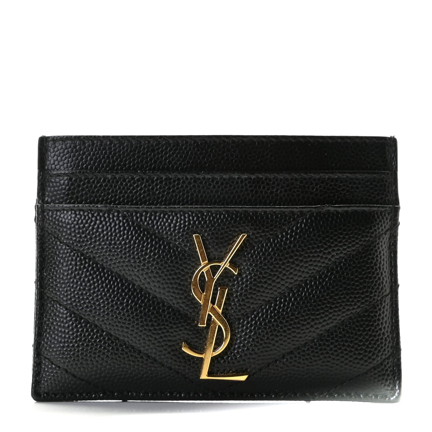 Grain De Poudre Matelasse Chevron Monogram Credit Card Case Black