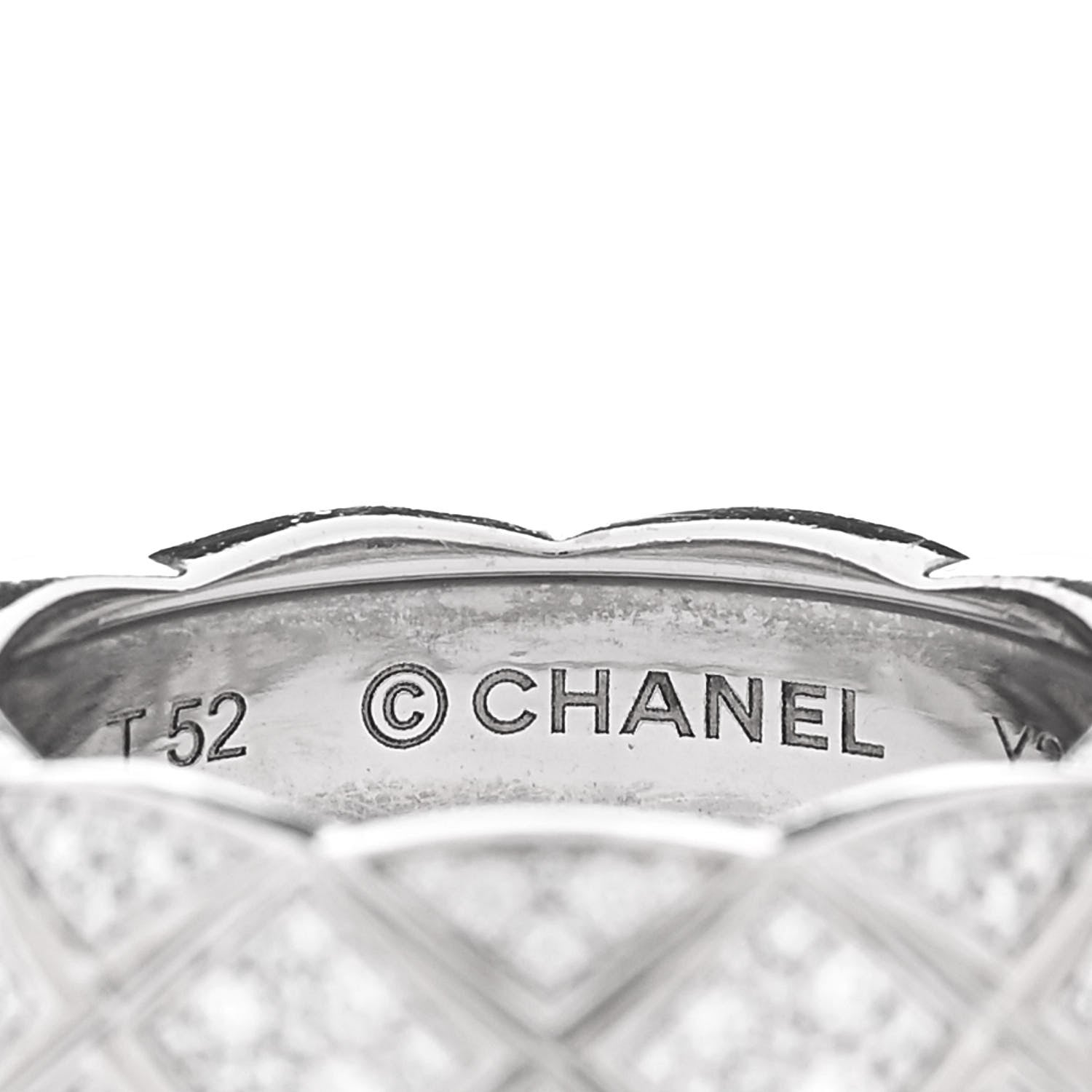 Chanel 18K White Gold Diamond Small Coco Crush Pave Ring 52 6 4 of 4