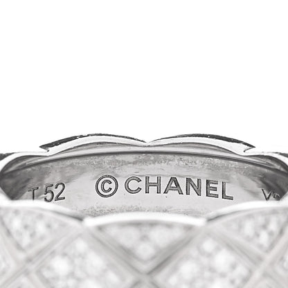 Chanel 18K White Gold Diamond Small Coco Crush Pave Ring 52 6 4 of 4