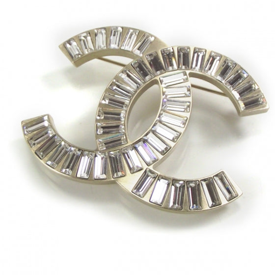 Gold w/ Crystal CC Pin Broach Jewlery