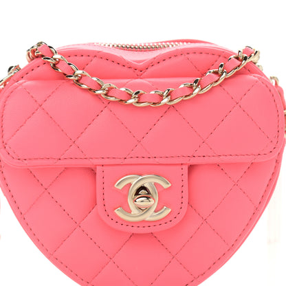 Chanel Lambskin Quilted CC In Love Heart Clutch With Chain Pink 9 of 12