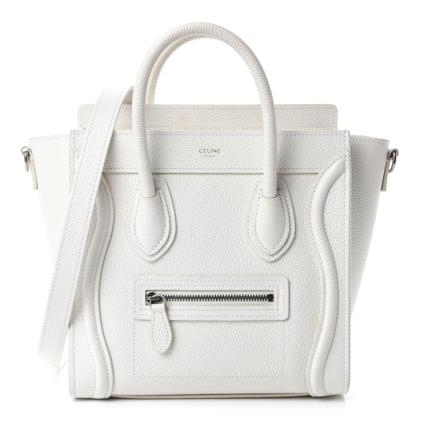 Drummed Calfskin Nano Luggage White
