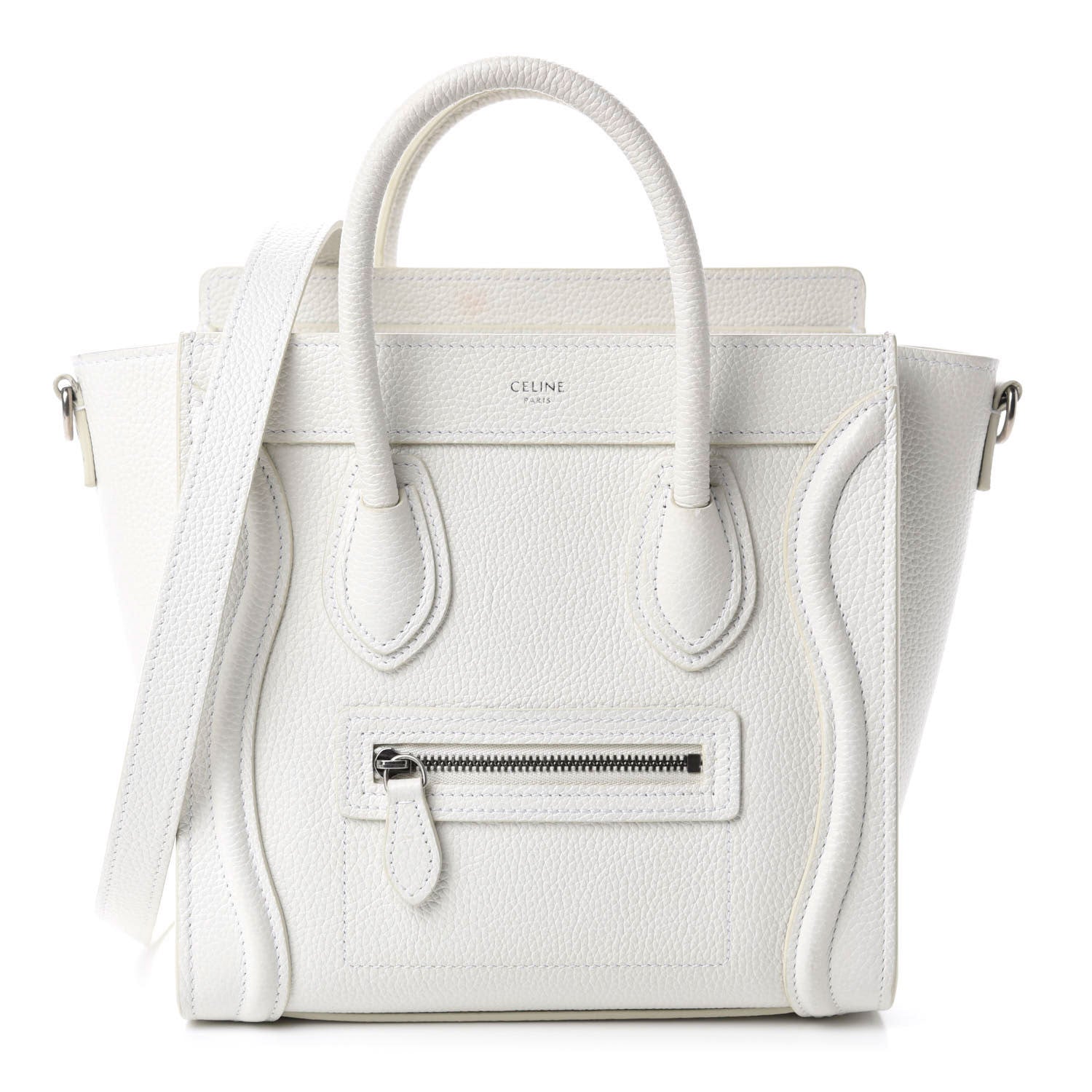 Celine Drummed Calfskin Nano Luggage White 1 of 15