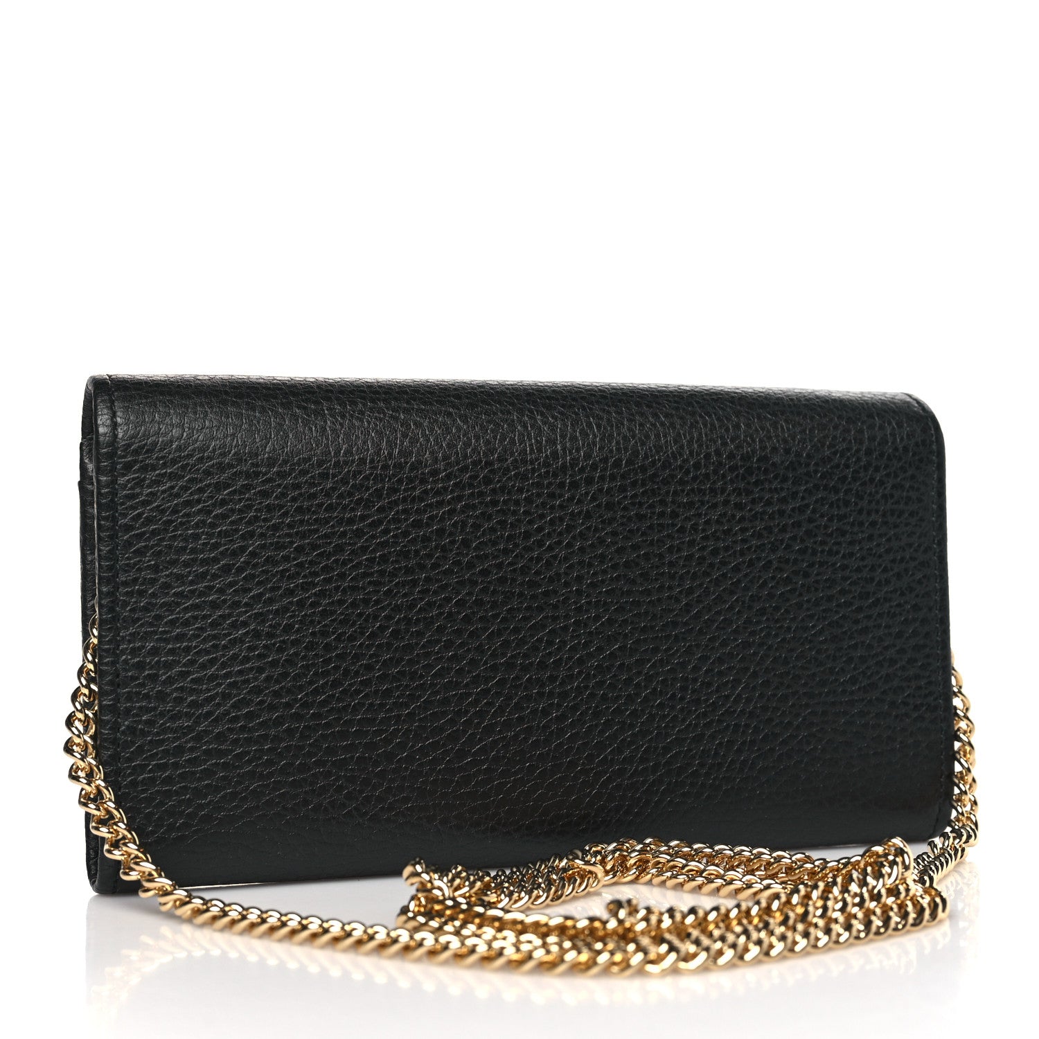 Gucci Dollar Calfskin Petite GG Marmont Wallet Chain Bag Black 3 of 9