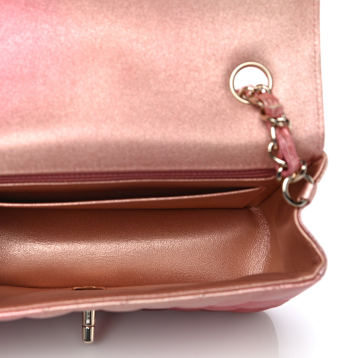 Chanel Metallic Lambskin Quilted Ombre Mini Rectangular Flap Pink 10 of 25